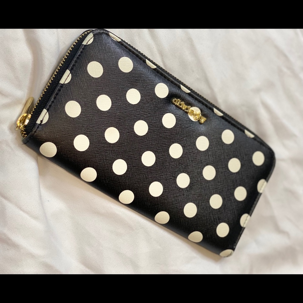 Olivia+joy Black and White Polka Dot Wallet